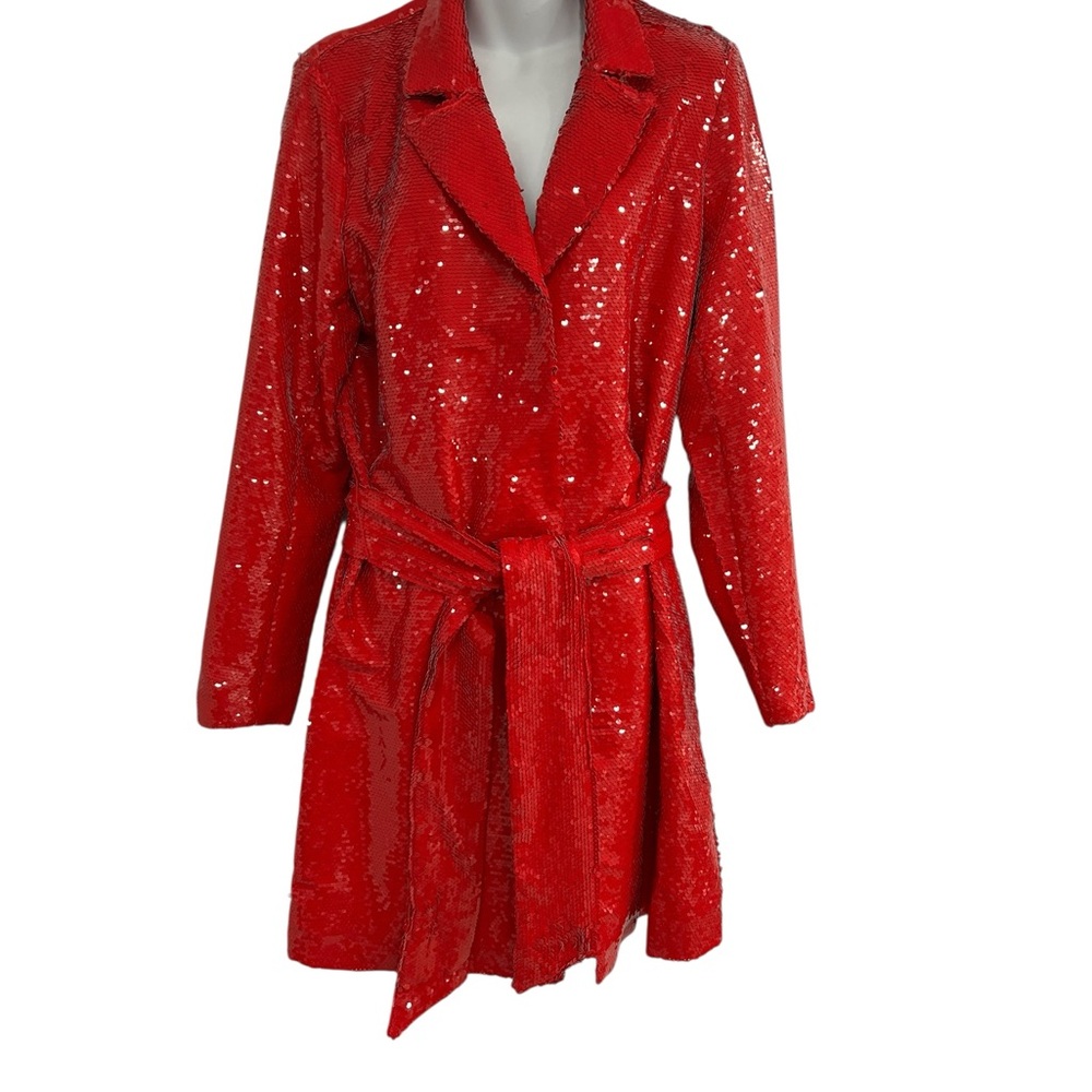 VENUS All Over Red SEQUIN BELTED BLAZER Dress in Size 12 NWT
